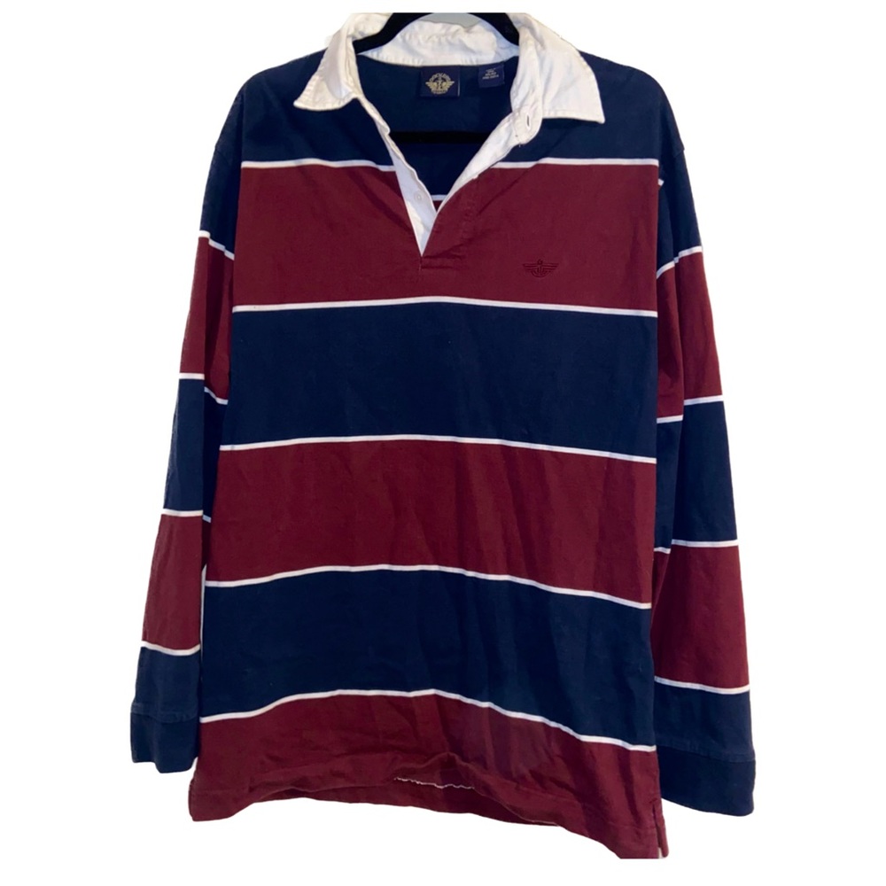Dockers red and blue long sleeve rugby shirt M